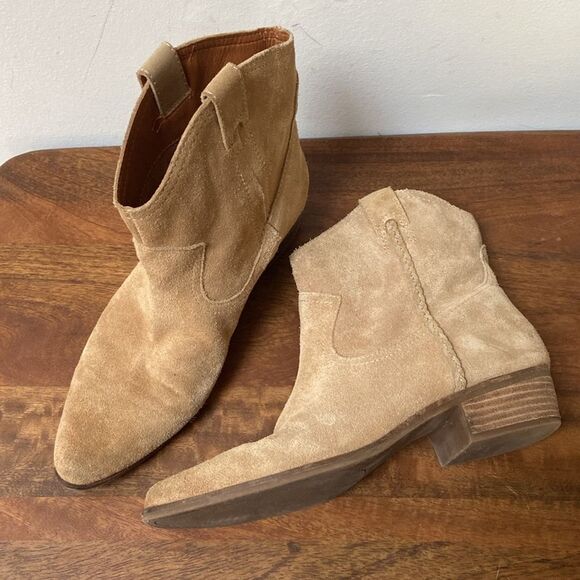 Lucky Brand Tan Ankle Booties with Suede Finish - Picture 1 of 9